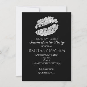 Silberne Lippen KISS Junggesellinnenparty-Einladun Einladung