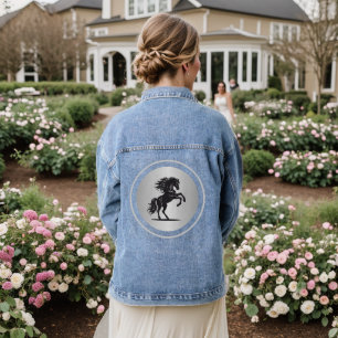 Silberne Majestätische Bucking Horse Denim Jacke
