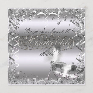 Silberne Maskerade-Maske elegante Ball-Geburtstags Einladung