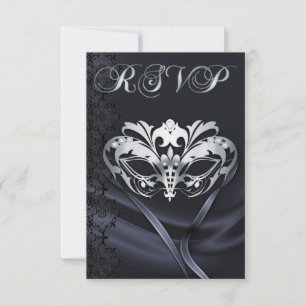 Silberne Masquerade Schwarze Juwelen RSVP Einladun Karte