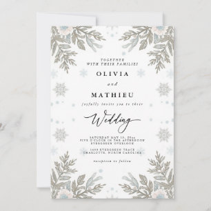Silberne Mattierte Winterhochzeit Einladung