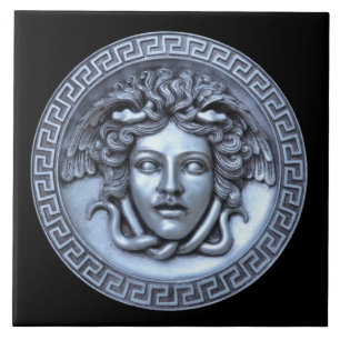 Silberne Medusa-Wandfliese Fliese