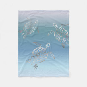 Silberne Meeresschildkröte-blaues Steigungs-Tier Fleecedecke