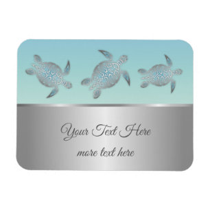 Silberne Meeresschildkröte-Strand-Art Magnet