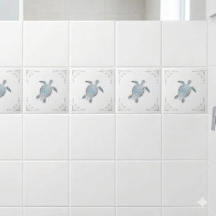 Silberne Meeresschildkröte Weiße Küste Fliese