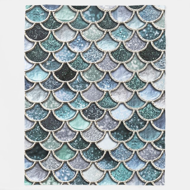 Silberne Metallfolien-Glitzer Mermaidscales Skalen Fleecedecke (Vorderseite)
