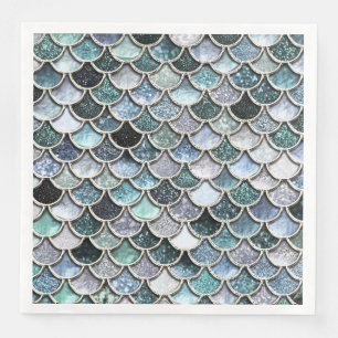 Silberne Metallfolien-Glitzer Mermaidscales Skalen Serviette