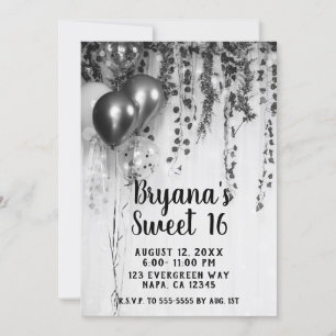 Silberne metallische Partyballons Ivy Sweet 16 Par Einladung