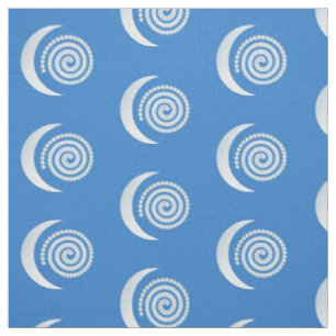 Silberne Mond-Spirale auf tiefem Blau Stoff