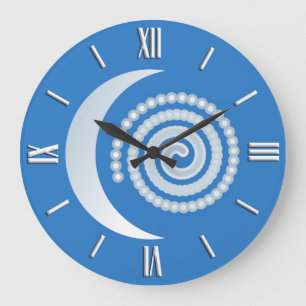 Silberne Mondspirale Große Wanduhr