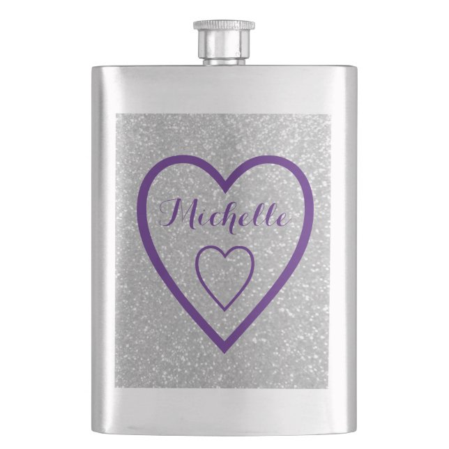 Silberne Monogramm-Glitzer-angesagte Flasche für F Flachmann (Vorderseite)
