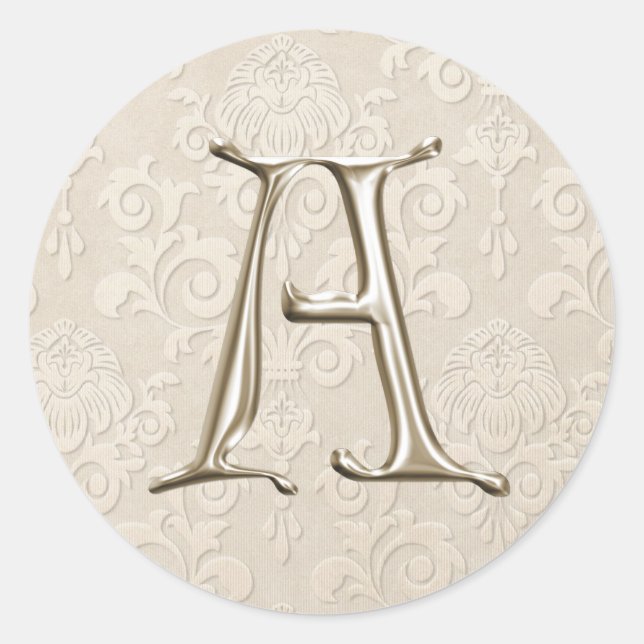 Silberne Monogramm-Hochzeitskleber - Buchstabe A Runder Aufkleber (Vorderseite)