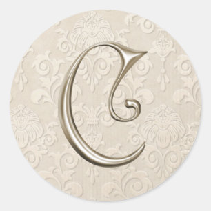 Silberne Monogramm-Hochzeitskleber - Buchstabe C Runder Aufkleber