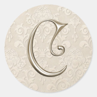 Silberne Monogramm-Hochzeitskleber - Buchstabe C Runder Aufkleber