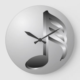 Silberne Musiknote-Wand-Uhr Große Wanduhr