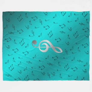 silberne Musiknoten Fleecedecke