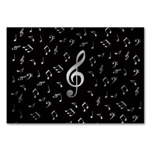 silberne Musiknoten Tischnummer