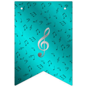 silberne Musiknoten Wimpelkette
