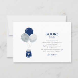 Silberne Navy-Blau-Bücher für Baby, Buchwunschkart Dankeskarte
