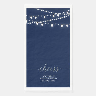 Silberne Navy-Lichterkette Elegante Beschriftung P Serviette