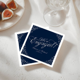 Silberne Navy Wir sind verlobt Verlobungsparty Serviette