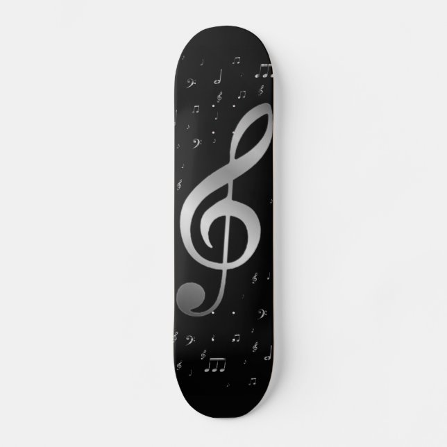 silberne Noten Skateboard (Vorderseite)