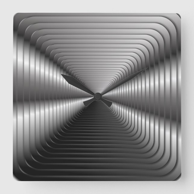 Silberne optische Täuschung Quadratische Wanduhr (Vorderseite)