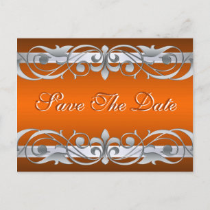 Silberne Orange Save the Date Postkarte