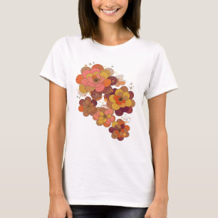 Silberne ORANGE UND ROSA BLUMEN MIT GOLDENEN STERN T-Shirt