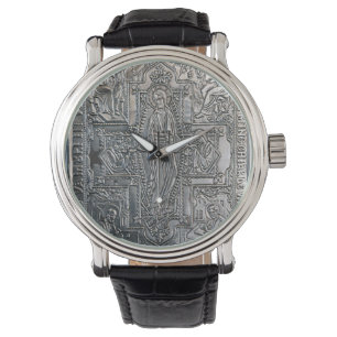 silberne orthodoxe religiöse Buchmetalldekoration Armbanduhr