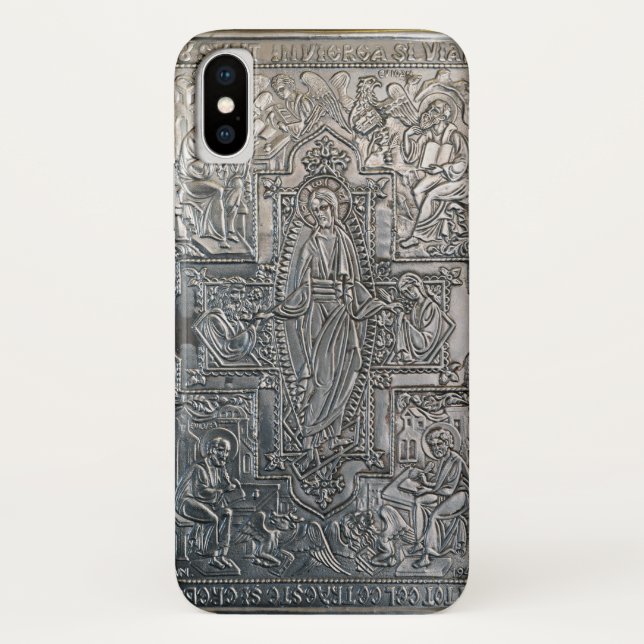 silberne orthodoxe religiöse Buchmetalldekoration Case-Mate iPhone Hülle (Rückseite)