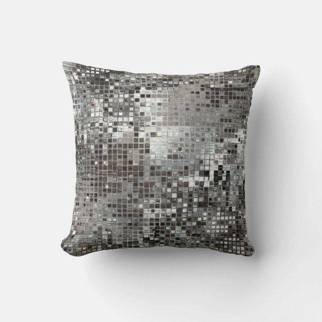 Silberne Paillette blenden Glitz-bezauberndes Kissen (Vorderseite)
