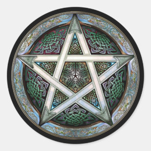 Silberne Pentagramm-Aufkleber Runder Aufkleber