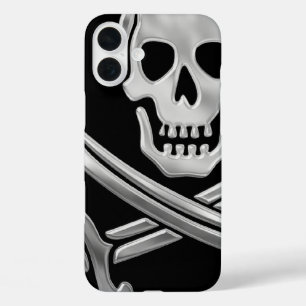 Silberne Piratenflagge iPhone 16 Plus Hülle
