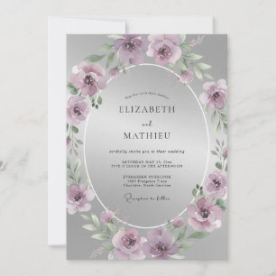 Silberne Polierte Mauve-Hochzeit Einladung