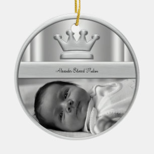 Silberne Prinzenkrone Baby Junge Foto Ornament