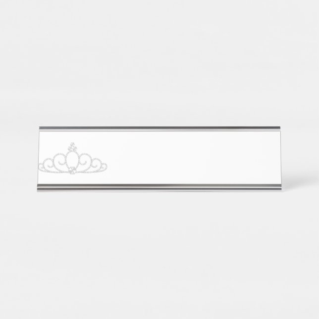 Silberne Prinzessin Crown Schreibtischnamensplakette (Vorderseite )