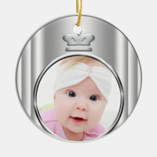 Silberne Prinzessinnenkrone Baby Mädchen Foto Orna Keramik Ornament