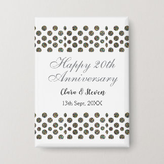 SILBERNE Punkte glitzern glücklich 20. Hochzeitsta Button
