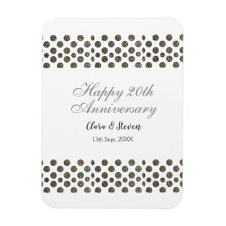 SILBERNE Punkte glitzern glücklich 20. Hochzeitsta Magnet