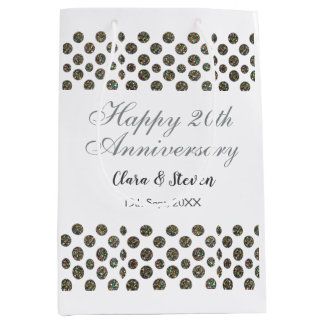 SILBERNE Punkte glitzern glücklich 20. Hochzeitsta Mittlere Geschenktüte