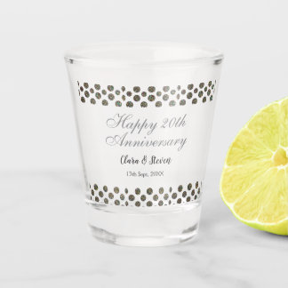 SILBERNE Punkte glitzern glücklich 20. Hochzeitsta Schnapsglas