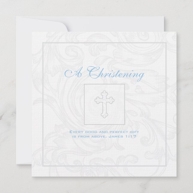 Silberne Rolle-Jungen-Taufeinladung Einladung (Vorderseite)