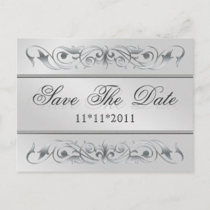 Silberne Rolle Save the Date Postkarte