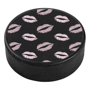 Silberne rosa Küsse Eishockey Puck