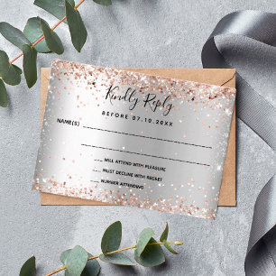Silberne Rose Gold elegante Hochzeitsfeier UAWG Mitteilungskarte
