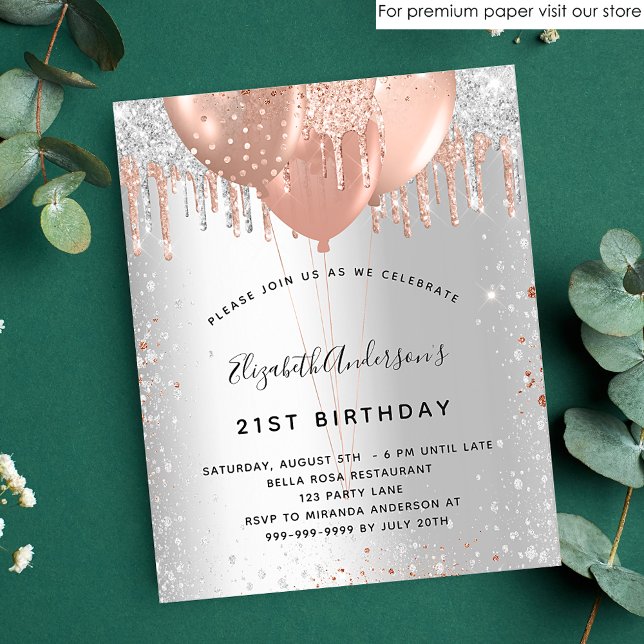 Silberne Rose Gold Glitzer Ballons Haushalt Flyer (Von Creator hochgeladen)