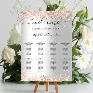 Silberne Rose Gold Hochzeitskarte Poster