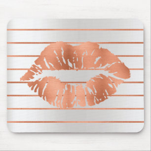 Silberne Rose Goldene Kupfer Streifen Lippenstück Mousepad