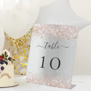 Silberne Rose Goldhochzeit Tischnummer Sockelschild